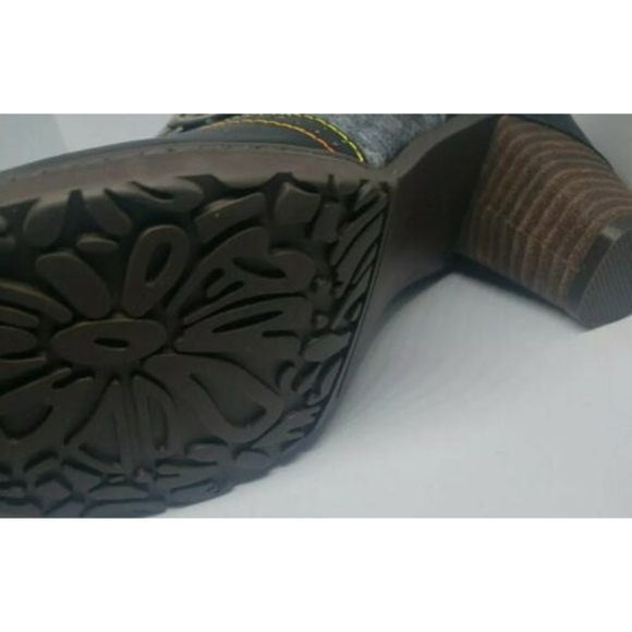 CrazycatZ Leather Pumps,Womens Colorful Vintage Block Heel Oxford Vintage Shoes - Picture 7 of 8